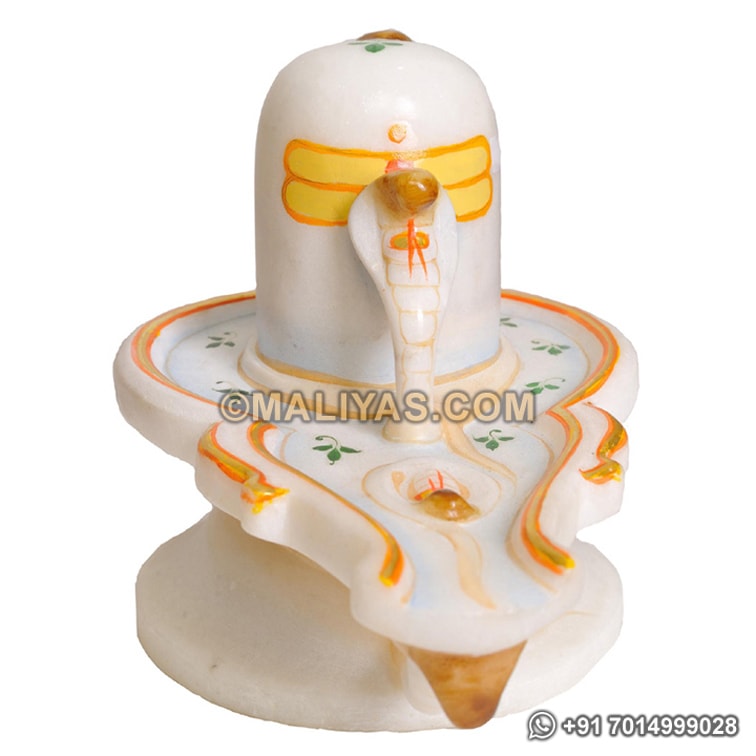 Marble shivling statue with beautiful painting work