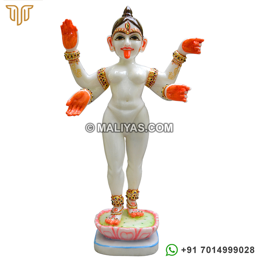 Pure White Makrana Marble Kali Maa statue