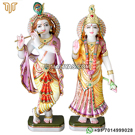 Radha Krishna Statue carved from Marble