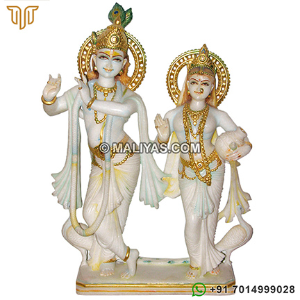 Radha Krishna Statue from Spotless White Marble