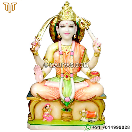 Santoshi Statue from White Marble Stone
