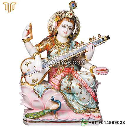 Saraswati Statue Carved out in Marble