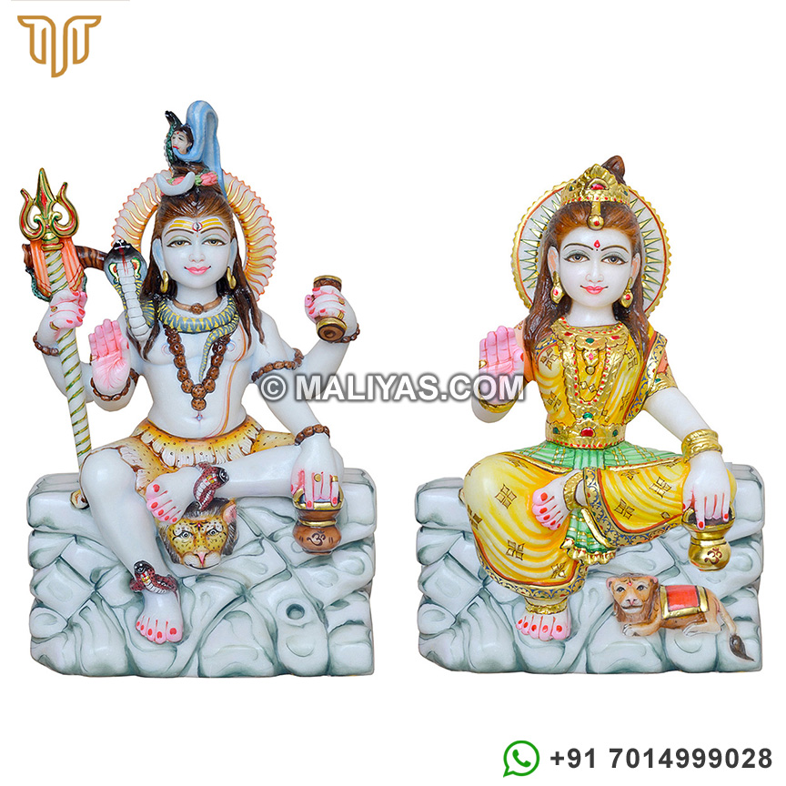 Shankar and parvati Statue from marble