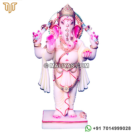 Standing Colored Marble Ganesha statue