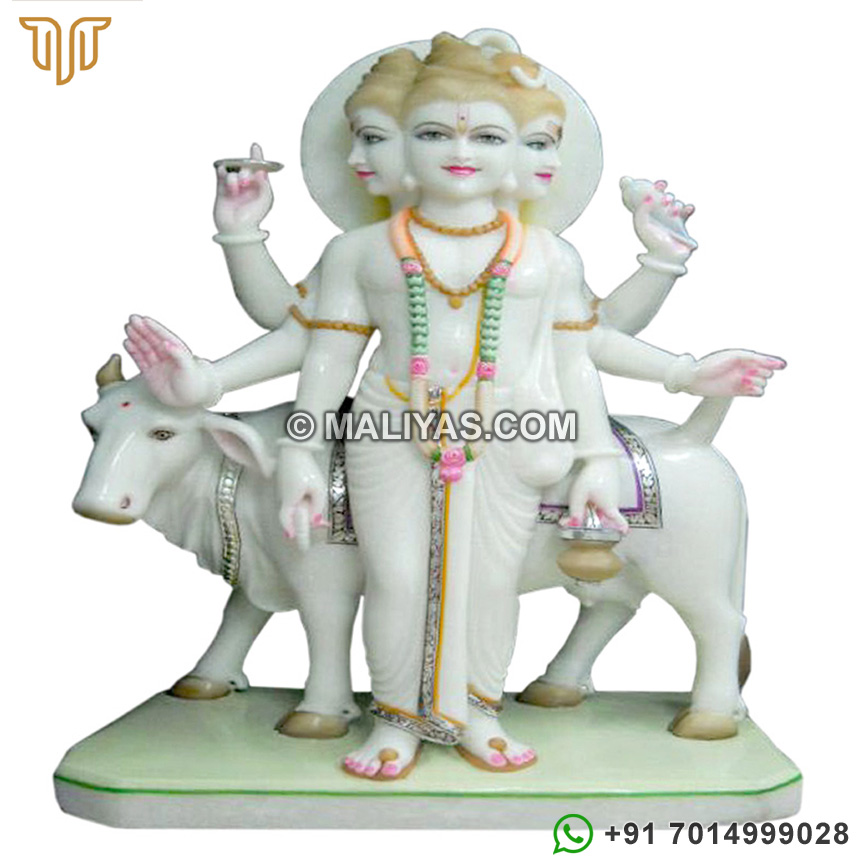 Standing Dattatreya statue carved out from marble