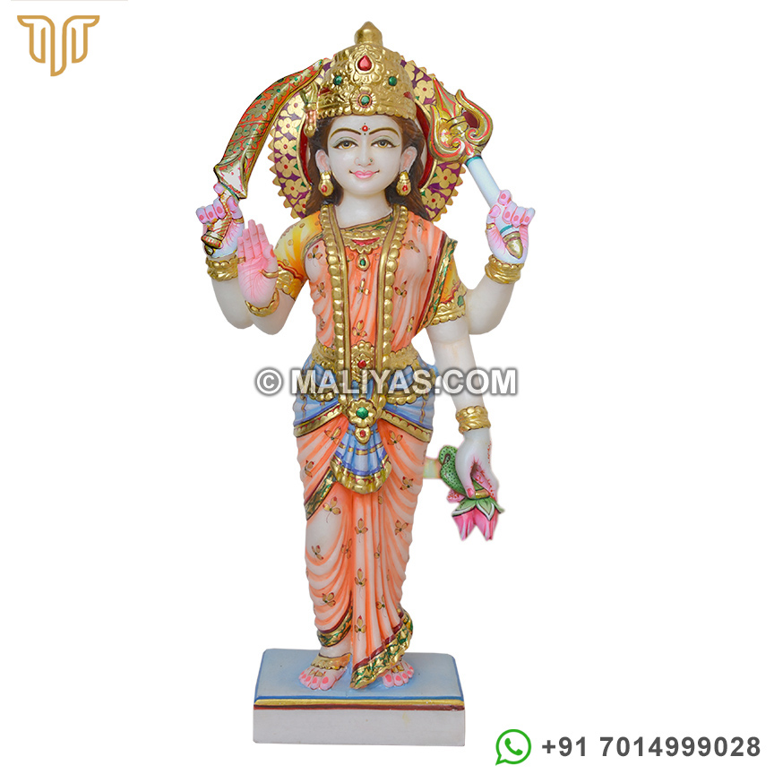 Standing Santoshi Ma statue carved out from marble