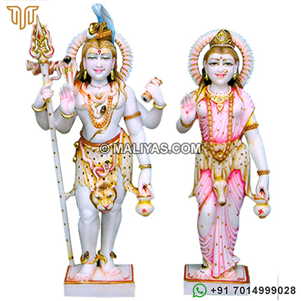 Standing Shankar and parvati Statue from marble