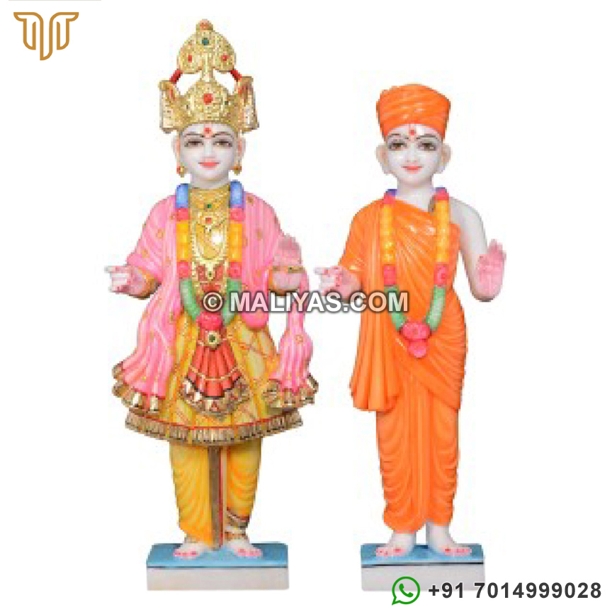 Superior quality Marble Swaminarayan and Gunatitanand Swami Statue
