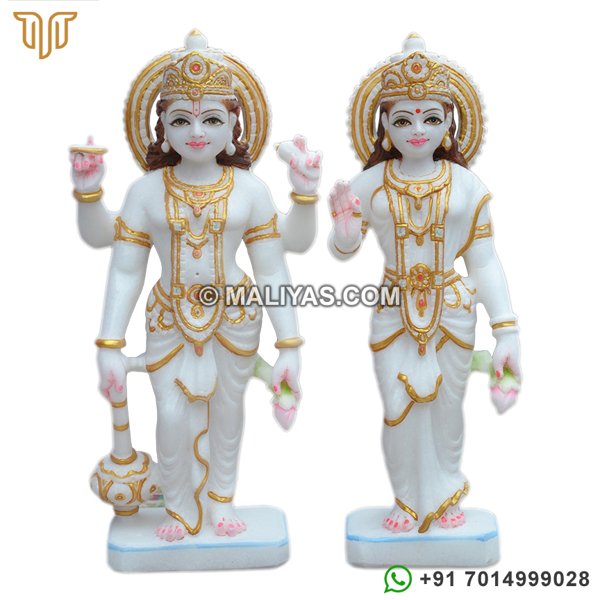 Superior quality White Makrana Marble Laxmi Vishnu