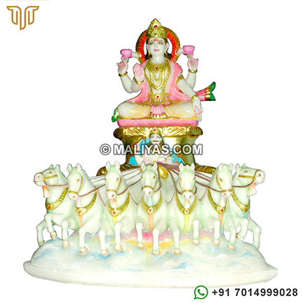 Surya Statue from White Marble