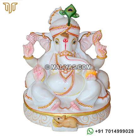 White Marble Ganesha Idol