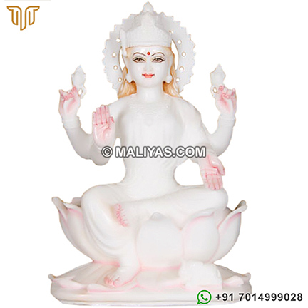 White Marble Laxmi mata statue from marble
