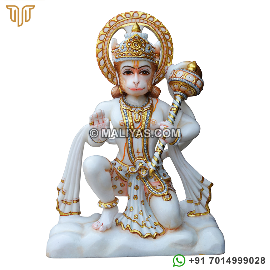 White Marble Lord Hanuman ji giving his blessings