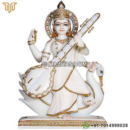 White Marble Saraswati Devi Statue