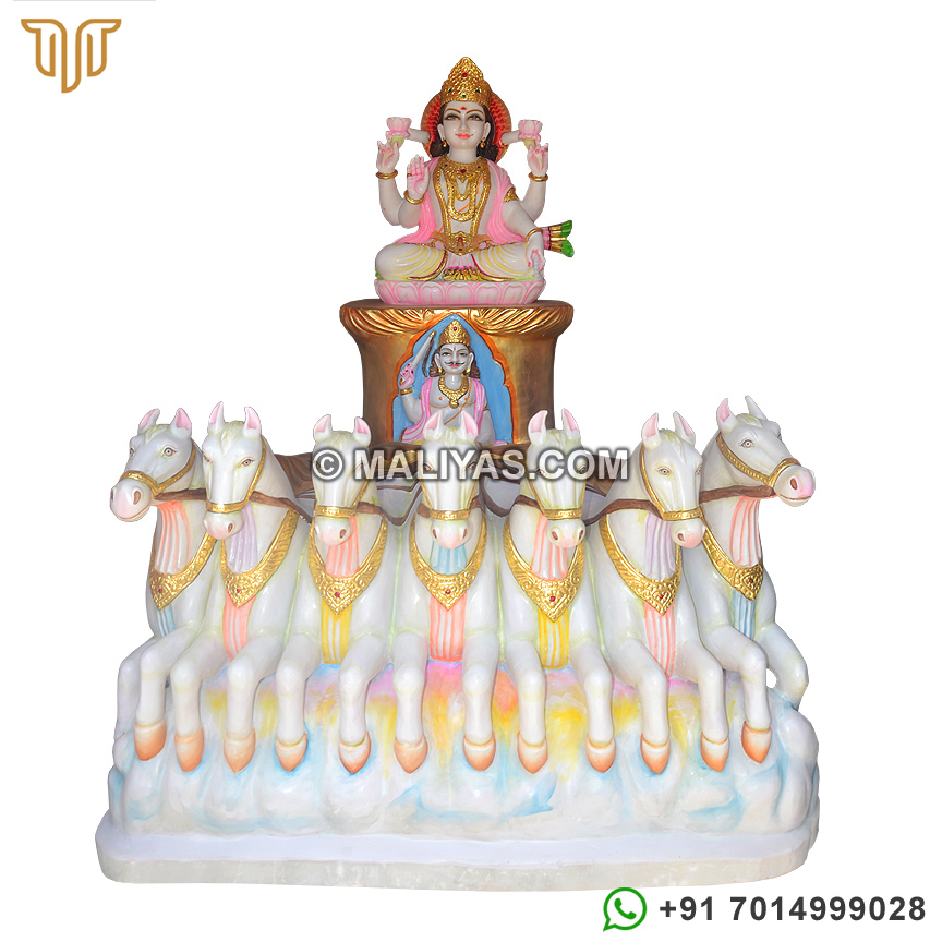 White Marble Surya bhagavan Idols
