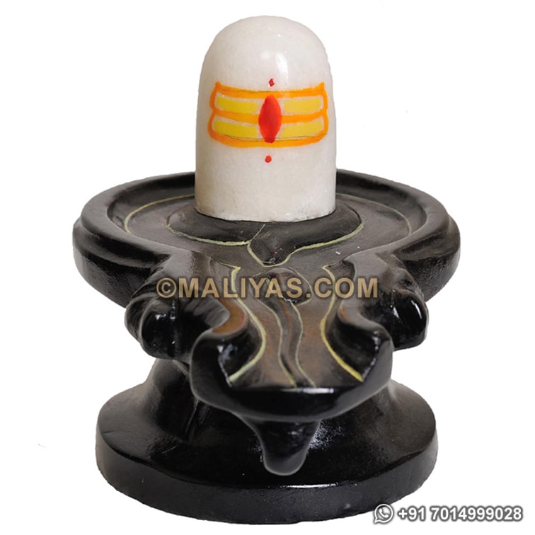 White Marble shivling statue with black yoni