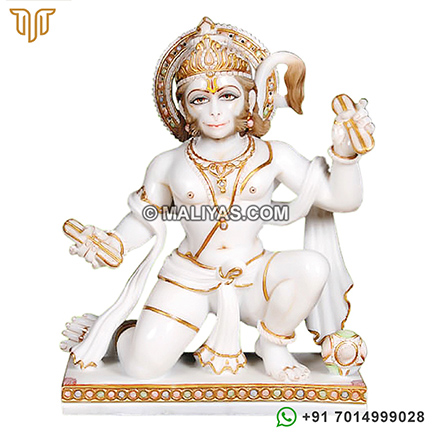 White marble hanuman statue from makrana