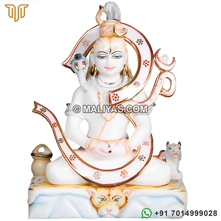 White marble shiva statue with Om