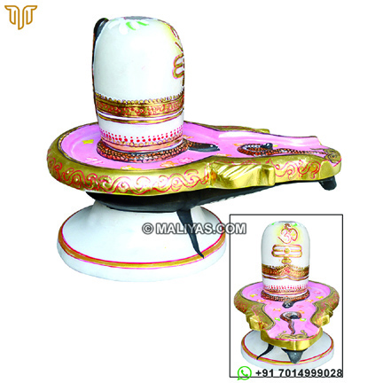 White marble shivling with painting