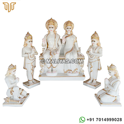 A Beautiful Family of Lord Rama from White Marble