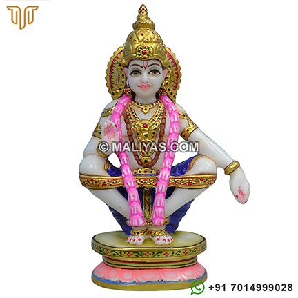Beautiful Colourfull Marble Ayyappa Statue
