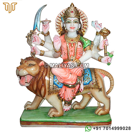 Beautiful Goddess Durga from White Marble