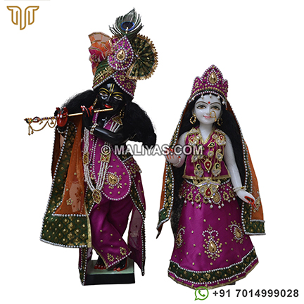 Beautiful Iskcon Lord Radha Krishna carved in marble
