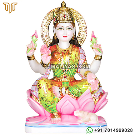 Beautiful Laxmi Statue Seated on lotus