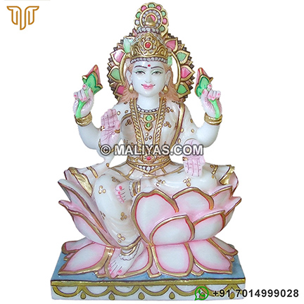 Beautiful Laxmi Statue Seated on lotus flower