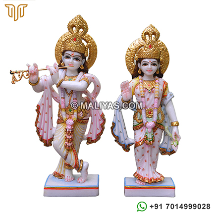 Beautiful Marble Radha Krishna With painting