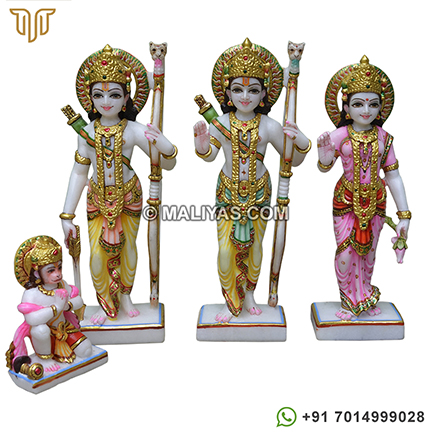 Beautiful Marble Ram Parivar Statue