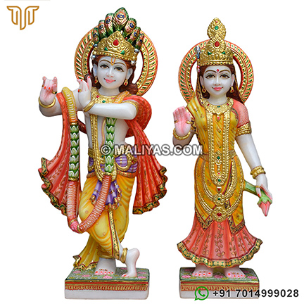 Beautiful Muilticolour Marble Radha Krishna Statue