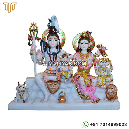Beautiful Shiva Parivar with Nandi from Marble