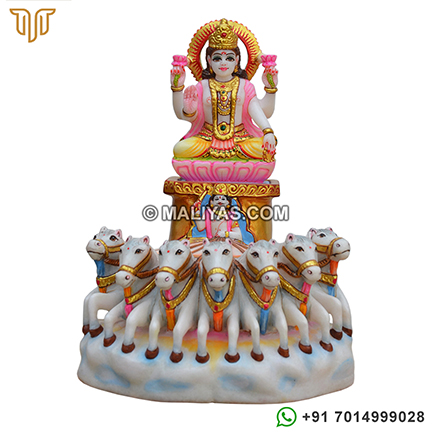 Beautiful carved Surya bhagavan statue with painting