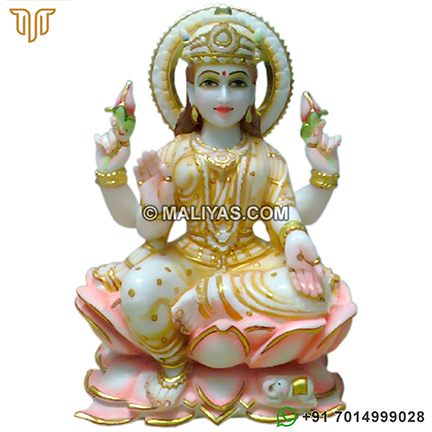 Beautifully Carved Marble Goddess Laxmi