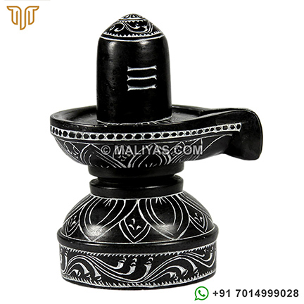 Black Stone Shivalinga with carving work