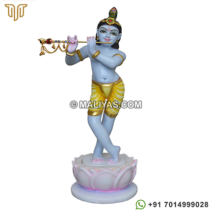 Blue Shade Iskcon Krishna Murti on lotus flower