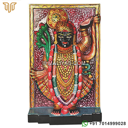 Colorful Lord Shrinathji Marble Murti
