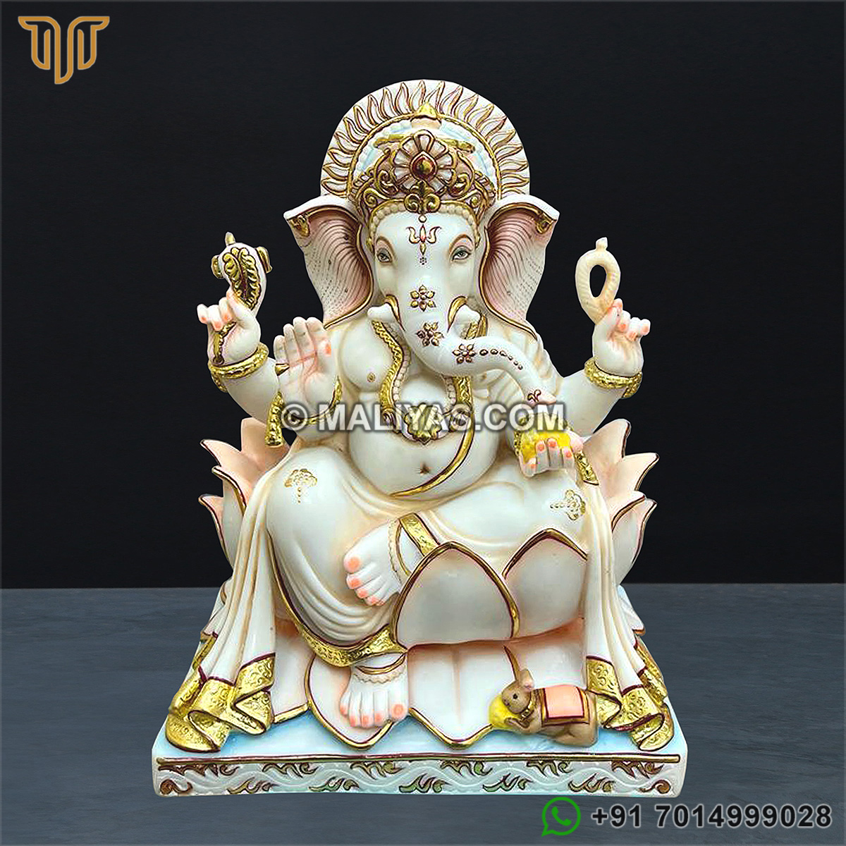 Cultured Marble Lord Ganesha Idol