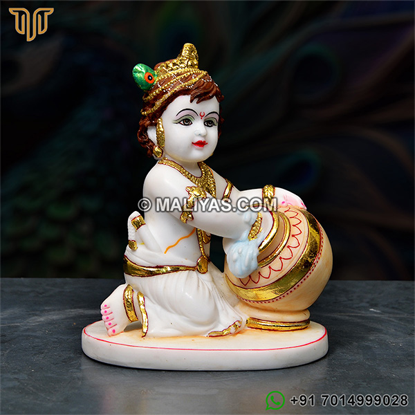 Cultured marble Makhan Chor Krishna Statue
