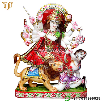 Exclusively Marble Durga Doing Mahisasur Vadh