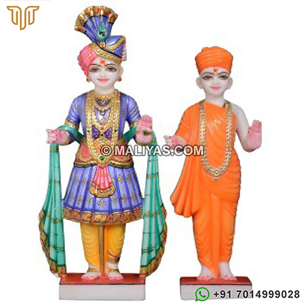 Exquisite God Swaminarayan and Gunatitanand Swami Statue in Marble