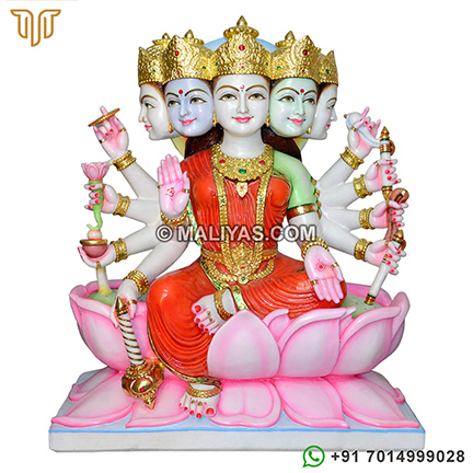 Exquisite Idol of Goddess Gayatri Mata with painting
