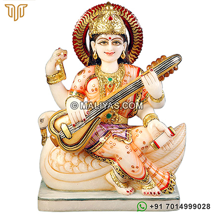 Exquisite Saraswati Statue from marble