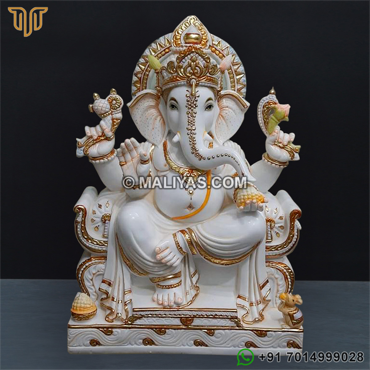 Fiber Marble Ganesha Statue