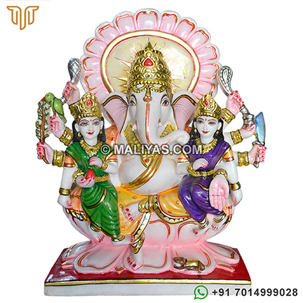Ganesha with Riddhi and Siddhi Statue