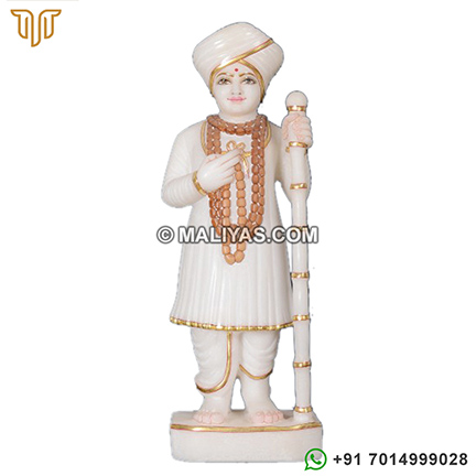 Hand Carved Marble Hindu God Jalaram Bapa Statue