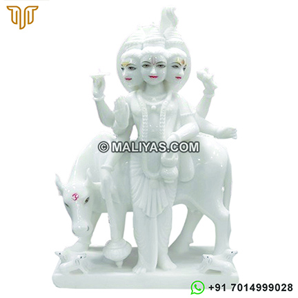 Hand carved marble Dattatreya Statue for temple