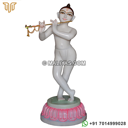 Handmade Iskcon Krishna Statue with Flute