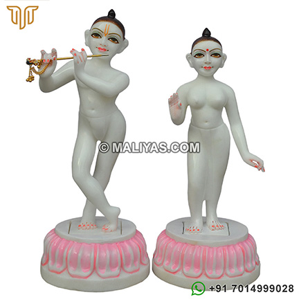 Isckon Antique Marble Radha Krishna Statue
